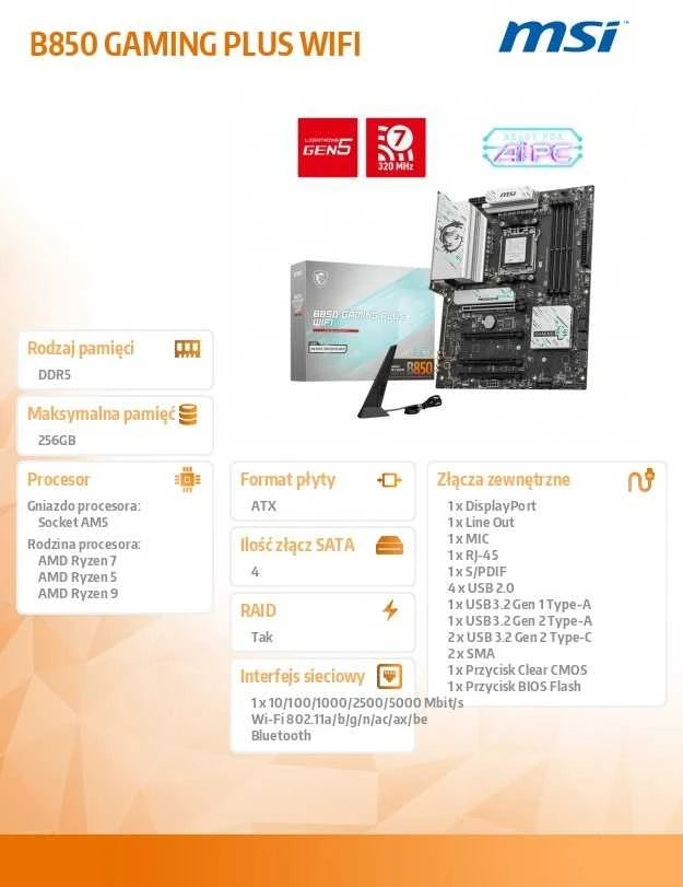MSI B850 Gaming PLUS WIFI – Moderkort