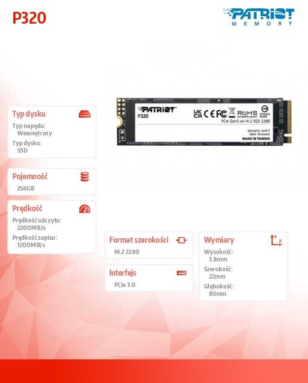 Patriot P320 256GB – M.2 NVMe SSD