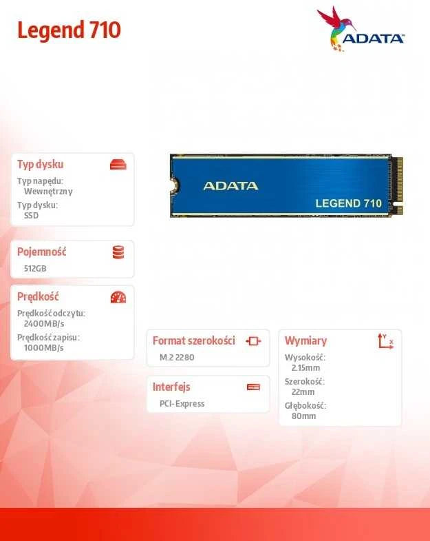 ADATA Legend 710 512GB – M.2 NVMe SSD