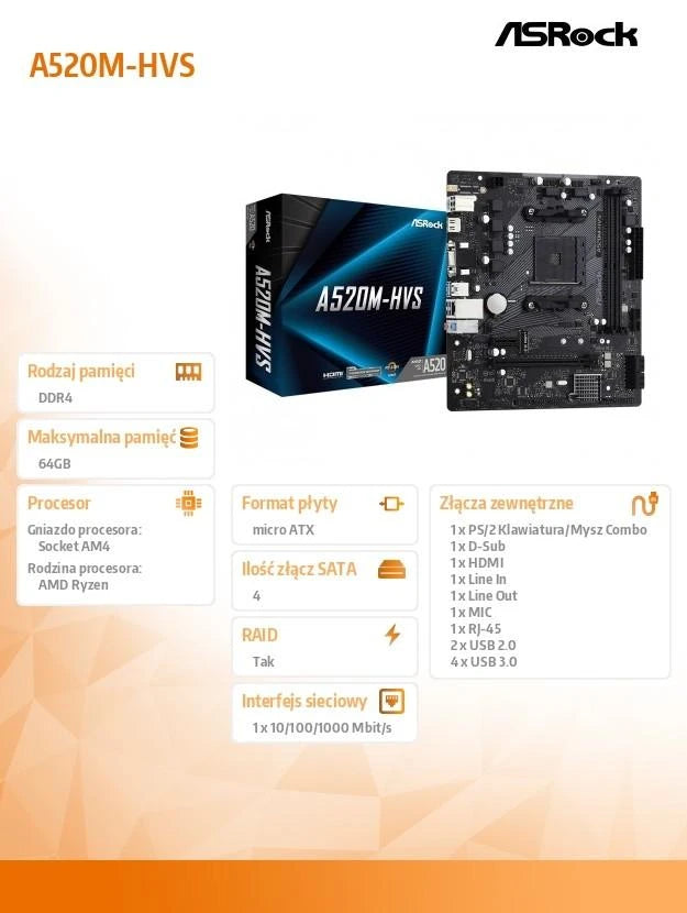 ASRock A520M-HVS – Moderkort