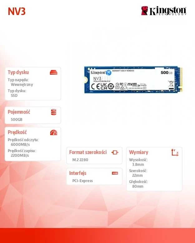 Kingston NV3 500GB – M.2 NVMe SSD