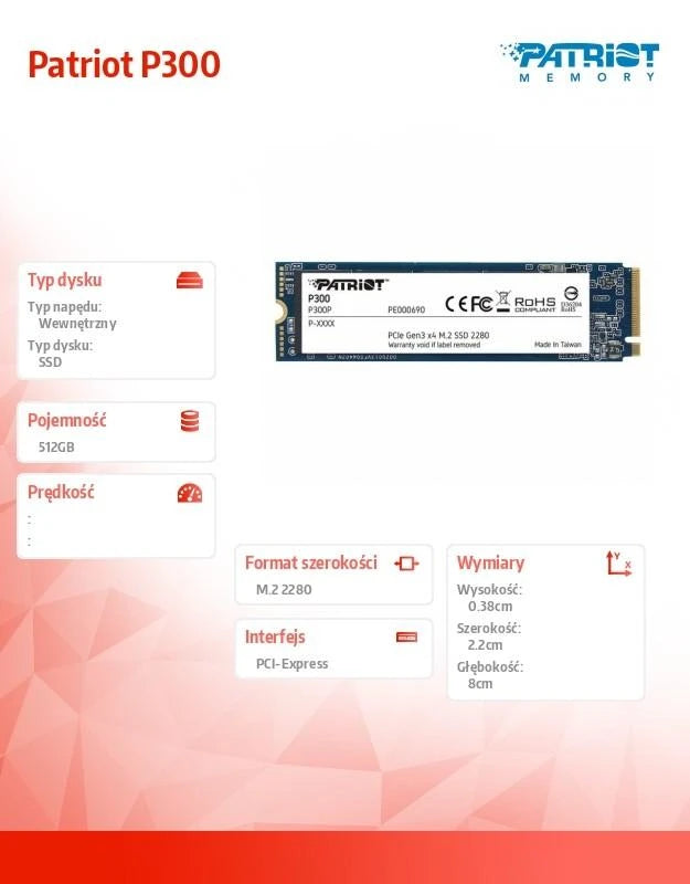 Patriot P300 512GB – M.2 NVMe SSD
