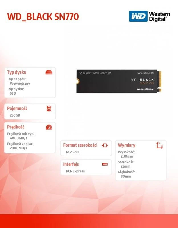 WD Black SN770 250GB – M.2 NVMe SSD