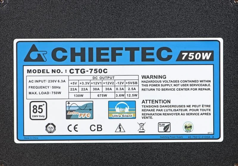 Chieftec CTG-750C – 750W Nätaggregat